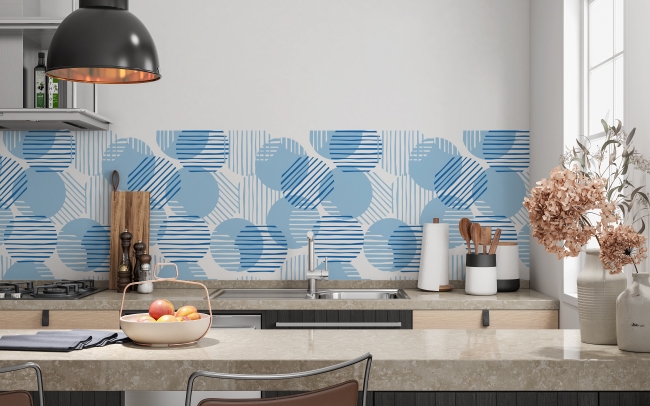 Küchenrückwand Blaue Kreis Linien