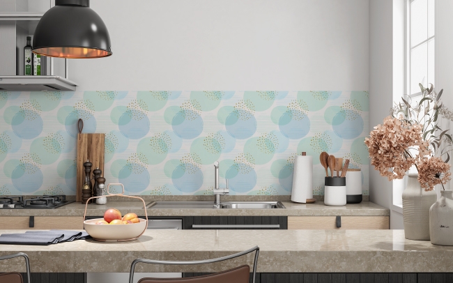 Küchenrückwand Blaue Aquarell Punkte