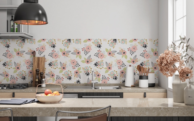 Küchenrückwand Blumenwiese Boho Stil