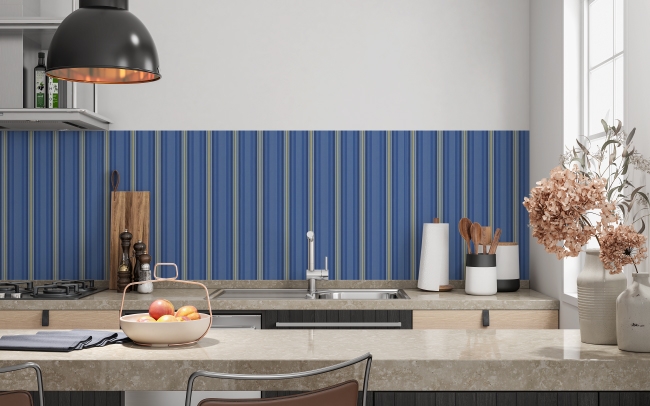 Küchenrückwand Blautönige Streifen