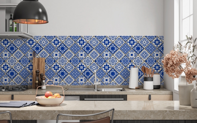 Küchenrückwand Blue Design Patchwork