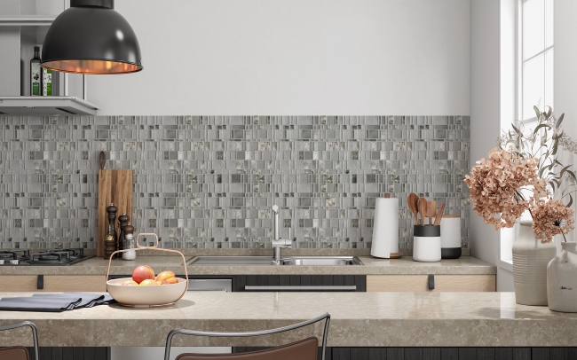 Spritzschutz Küche Silver Modern Mosaik