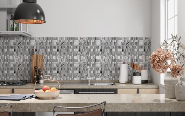 Spritzschutz Küche Silber Mosaiksteine