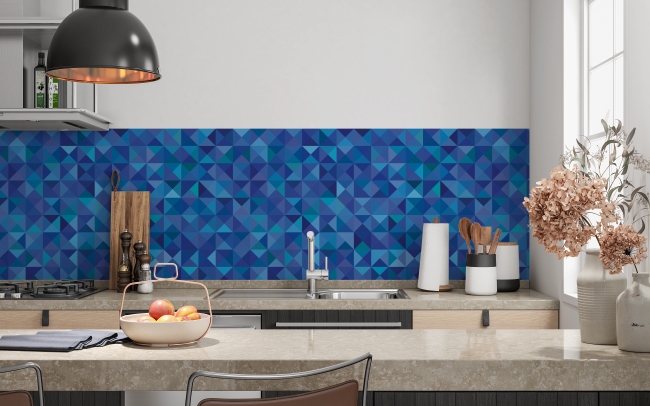 Spritzschutz Küche Blau Dreieck Mosaik