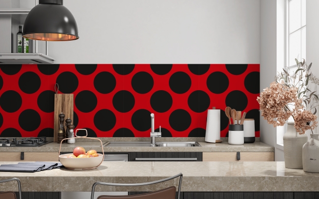 Spritzschutz Küche Rot Schwarze Punkte