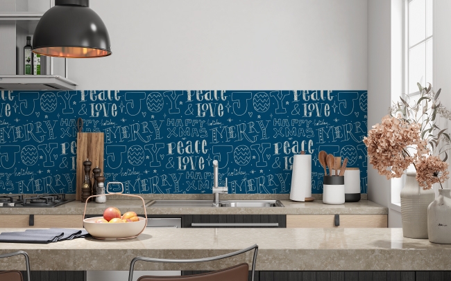 Spritzschutz Küche Blaue Typografie
