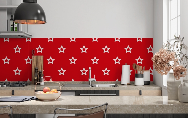 Spritzschutz Küche Rot Weiße Sterne