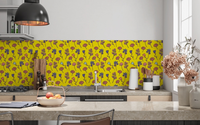 Spritzschutz Küche Gelbe Blumenwelt