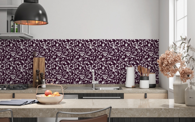 Spritzschutz Küche Dunkel Violett Floral