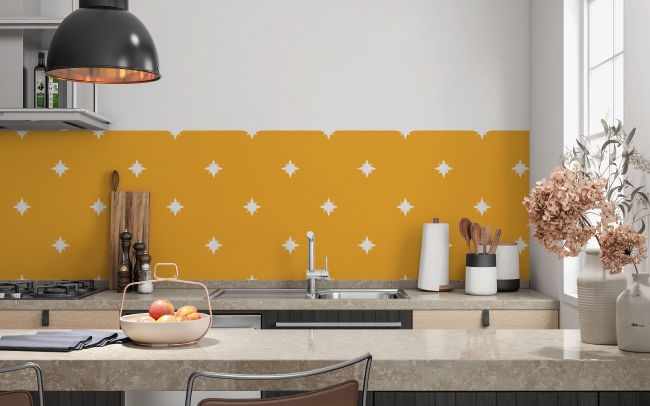 Spritzschutz Küche Sterne in Orange