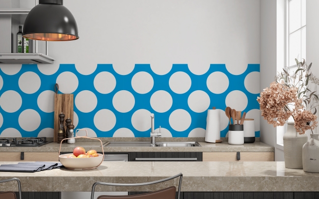 Spritzschutz Küche Blau Weiß Punkte