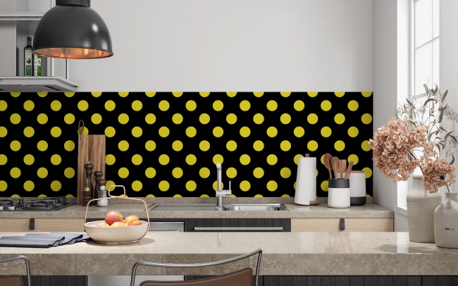 Spritzschutz Küche Schwarz Gelb Punkte