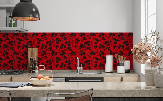 Spritzschutz Küche Red Floral