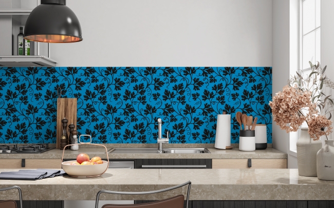 Spritzschutz Küche Blauer Floral