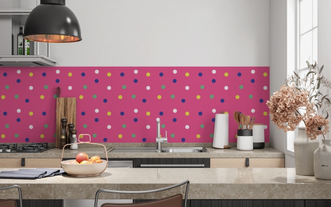 Spritzschutz Küche Konfetti Punkte Pink