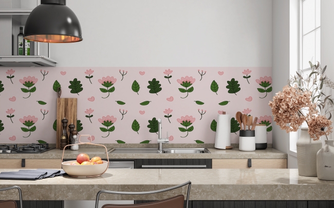 Spritzschutz Küche Rosa Wunderblumen