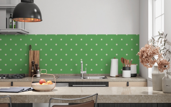 Spritzschutz Küche Grün Weiß Sterne