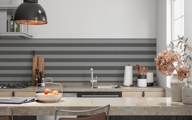Spritzschutz Küche Grau Farbige Linien