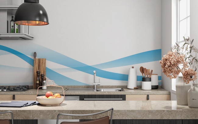 Spritzschutz Küche Blau Welle Design