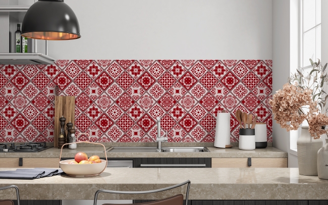 Spritzschutz Küche Red Patchwork Tiles
