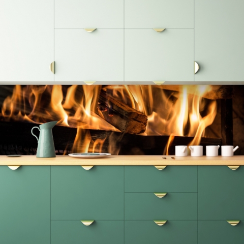 Spritzschutz Küche Holzfeuer
