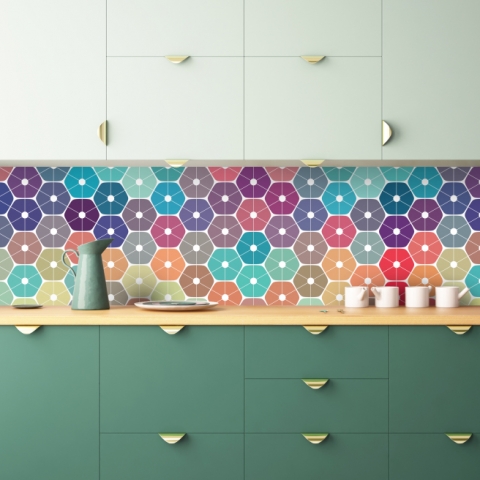 Spritzschutz Küche Bunte Hexagons