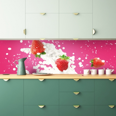 Spritzschutz Küche Erdbeer Splash