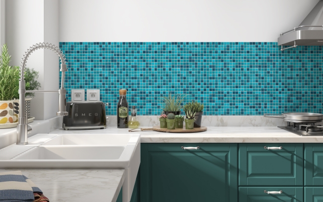 Spritzschutz Küche Keramik Mosaik Blau