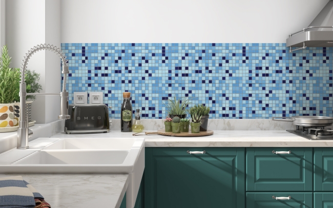 Spritzschutz Küche Blaue Mosaikfliese