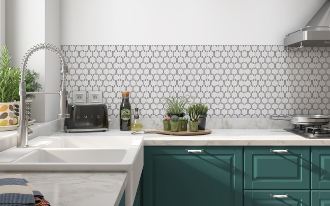 Spritzschutz Küche Hexagon Mosaik
