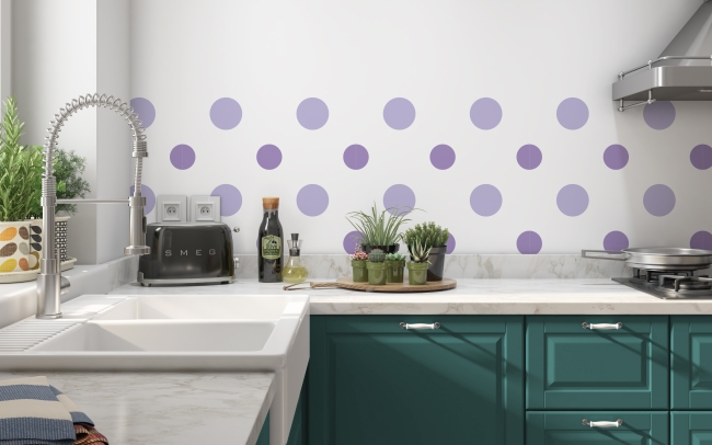Spritzschutz Küche Violett Farbene Punkte