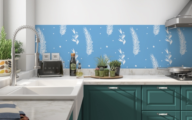 Spritzschutz Küche Blaue Baumblätter