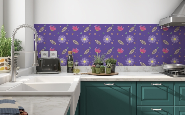 Spritzschutz Küche Grafische Blumen