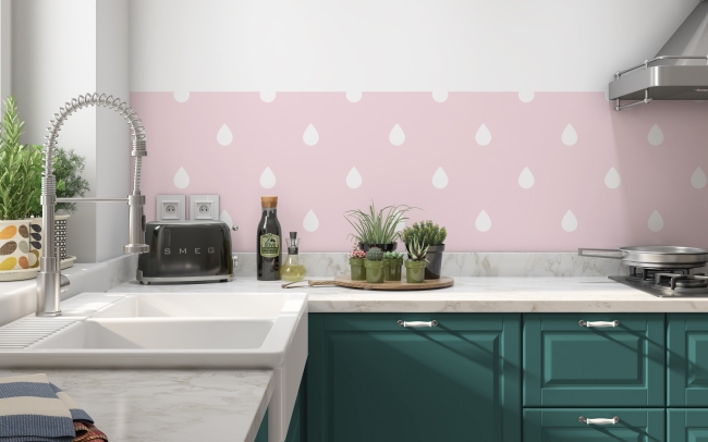 Spritzschutz Küche Weiß Pink Wassertropfen