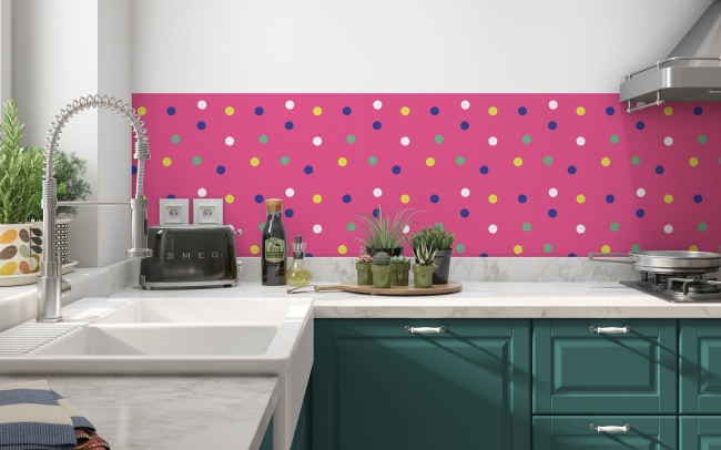 Spritzschutz Küche Konfetti Punkte Pink