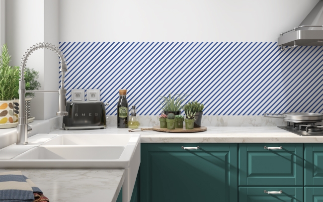 Spritzschutz Küche Linien Weiß Blau