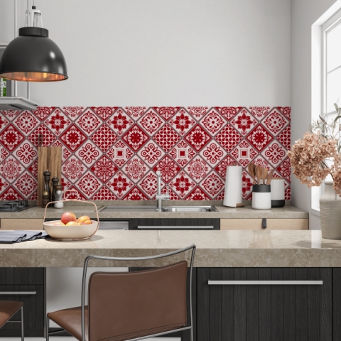 Spritzschutz Küche Red Patchwork Tiles