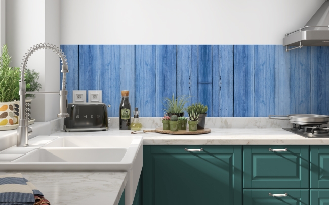 Spritzschutz Küche Blaue Holzbalken