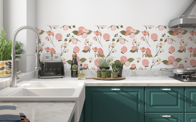 Küchenrückwand Rosa Blüten