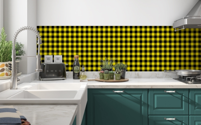 Küchenrückwand Gelbe Bauernkaro