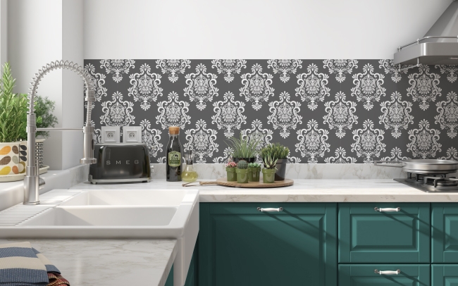 Küchenrückwand Navy Damask Floral