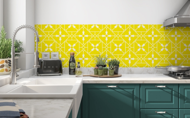 Küchenrückwand Gelb Karo Ornament