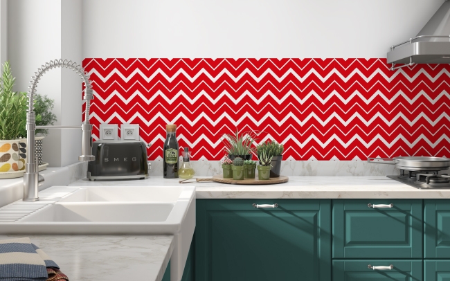 Küchenrückwand Red Zigzag Wave