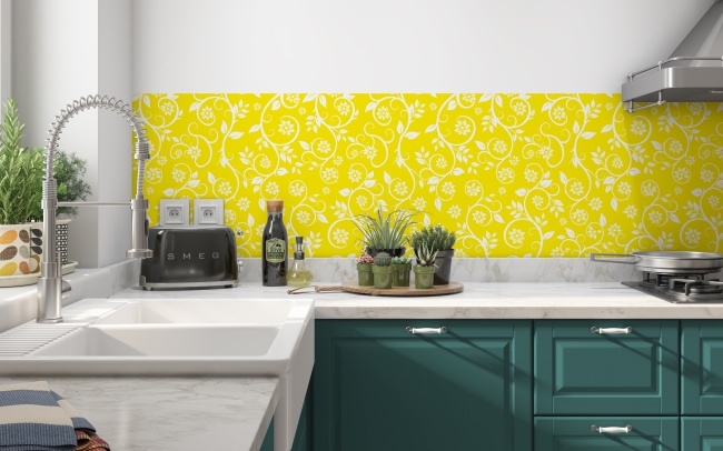 Küchenrückwand Gelbe Blumen Design
