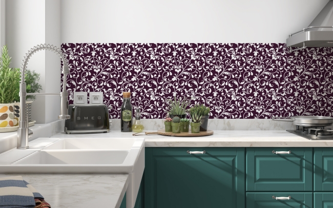 Küchenrückwand Dunkel Violett Floral