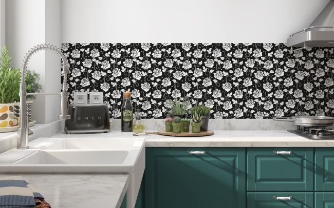 Küchenrückwand White Rose Print