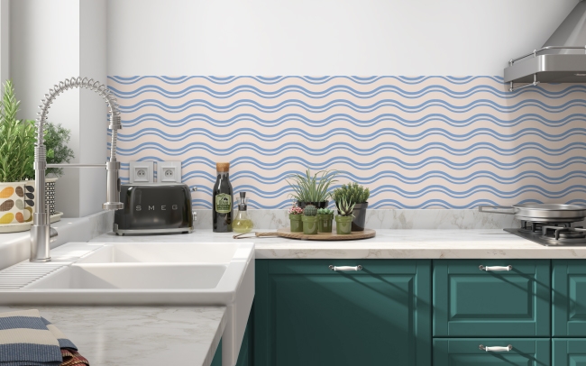 Küchenrückwand Blau Welle