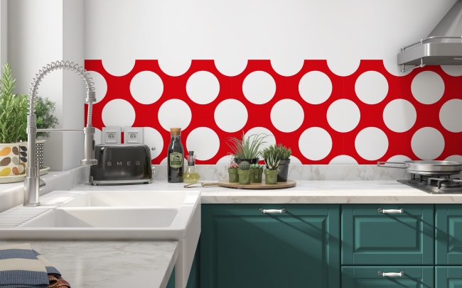 Küchenrückwand Rot Weiß Polka Punkte