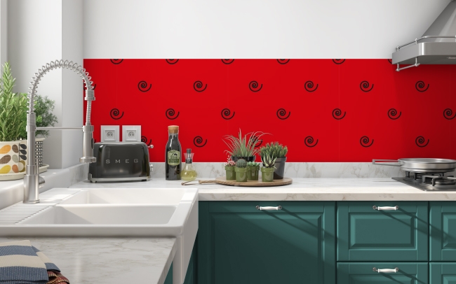 Küchenrückwand Schwarz Rot Spirale