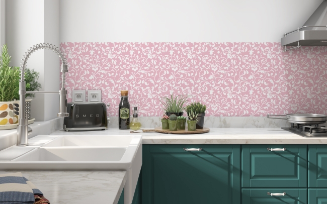 Küchenrückwand Rosa Floral Abstrakt